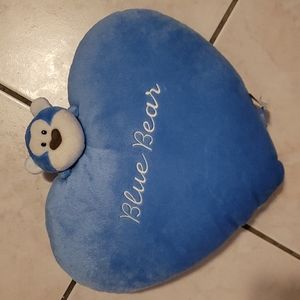 Unique Morning Glory Blue Bear Heart Soft Pillow